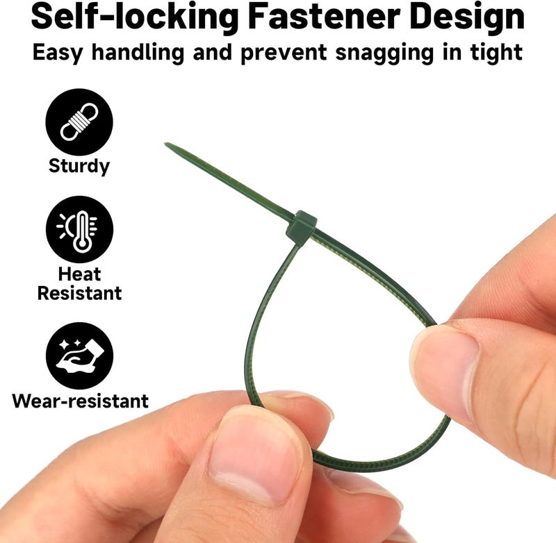 WLEAD 200PCS Nylon Zip Ties - 8 Inch Green,Multi-Purpose Self Locking Cable Ties， Ultra Strong Plastic Wire Ties with 45 Pounds Tensile Strength - Image 2